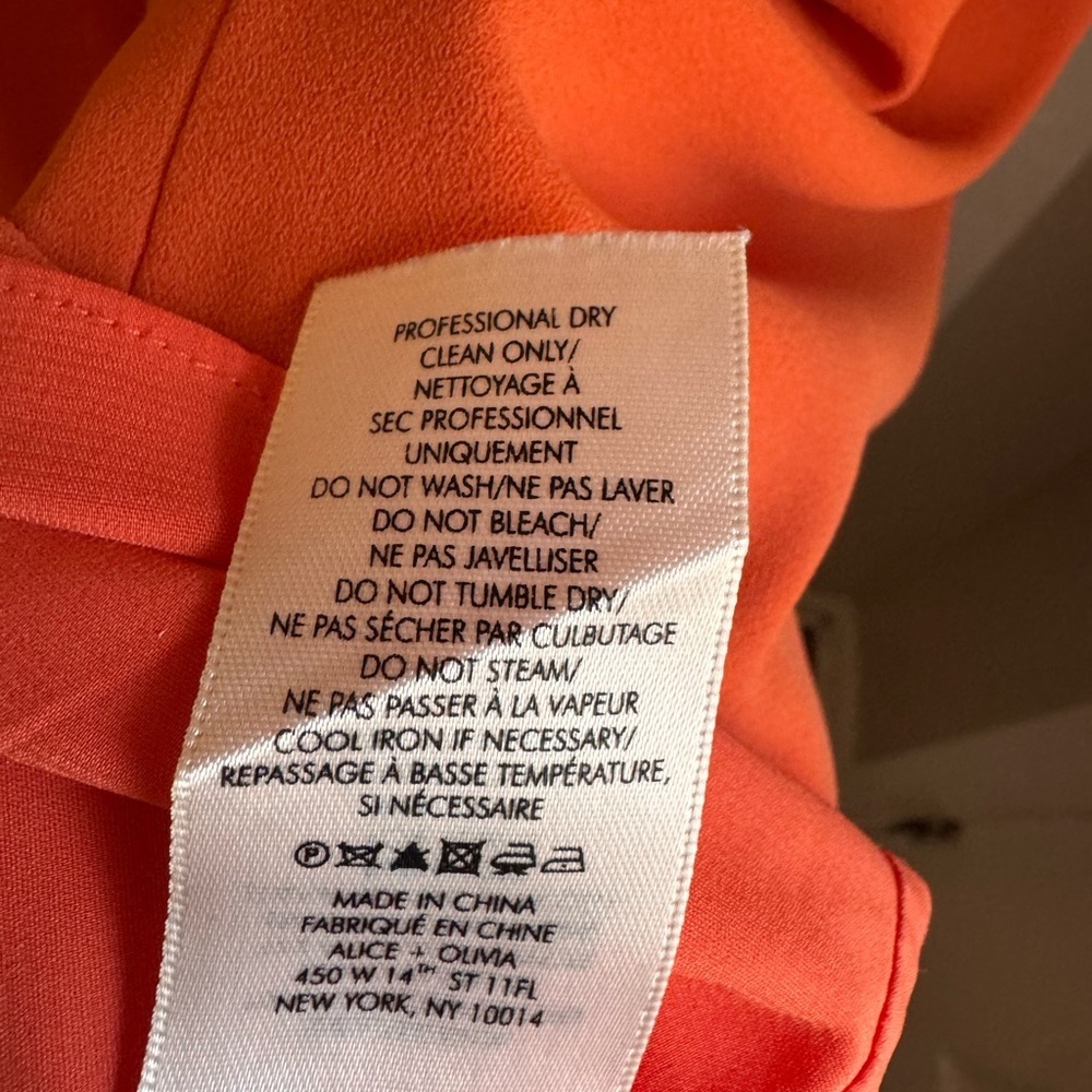 Alice + Olivia Orange V-Neck Shift Dress Size 8 Sleeveless A-Line Mini - Picture 7 of 7